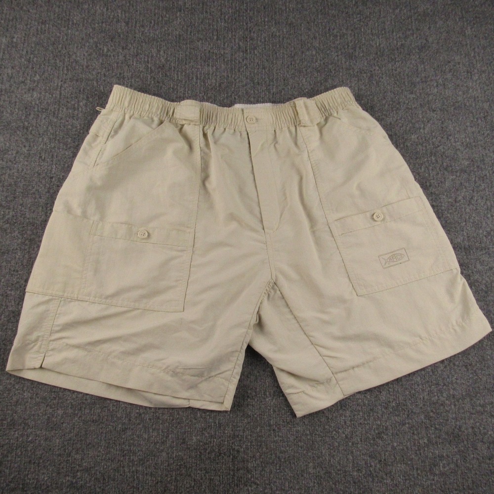 AFTCO Original Fishing Shorts Mens 40x8 Cream Nylon Quick Dry Cargo Pockets M01